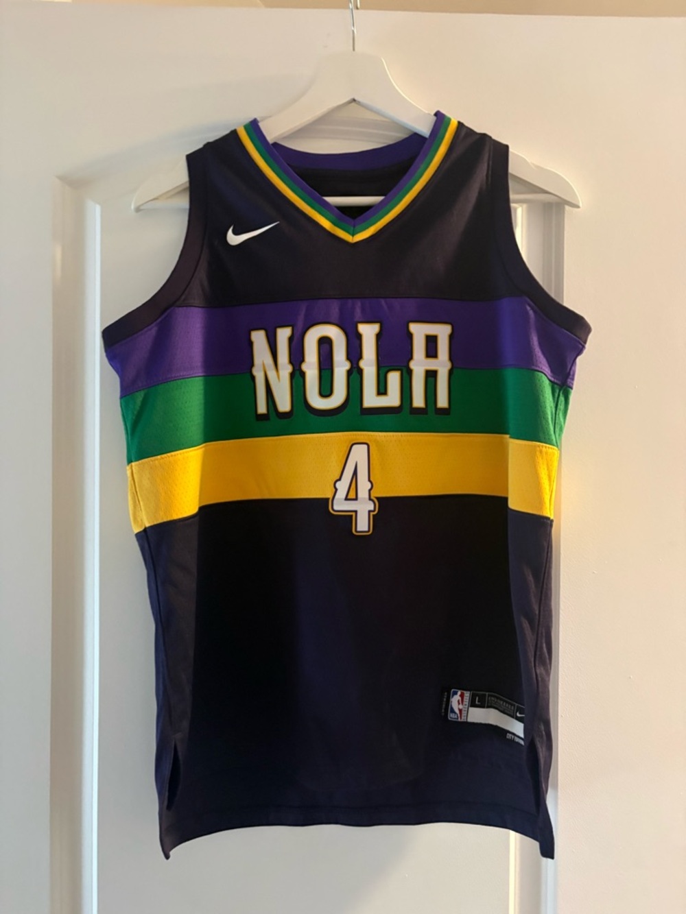 Nike NOLA Basketball Jersey - Black with Purple, Green & Yellow Dovante Graham